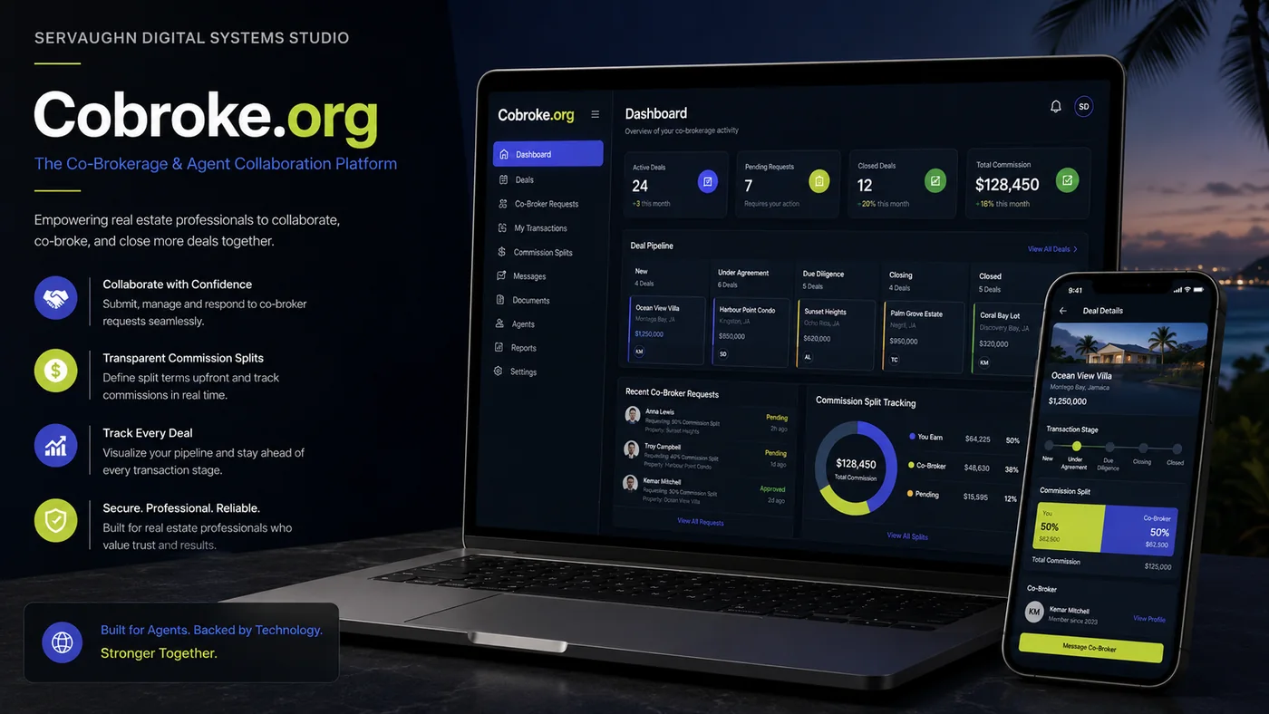 Cobroke.org portfolio case study showing a co-brokerage real estate platform