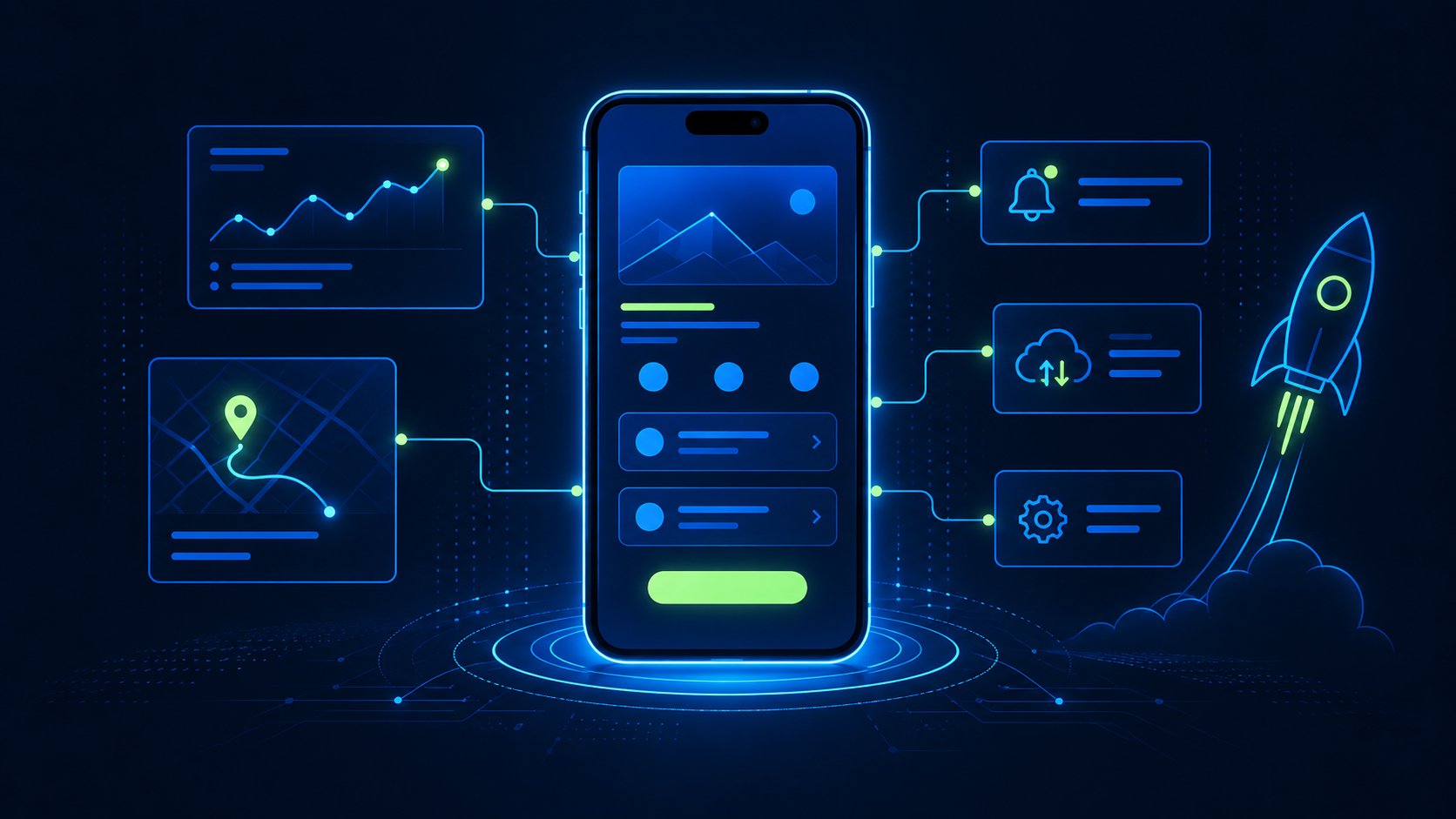 Technical mobile app ecosystem visual