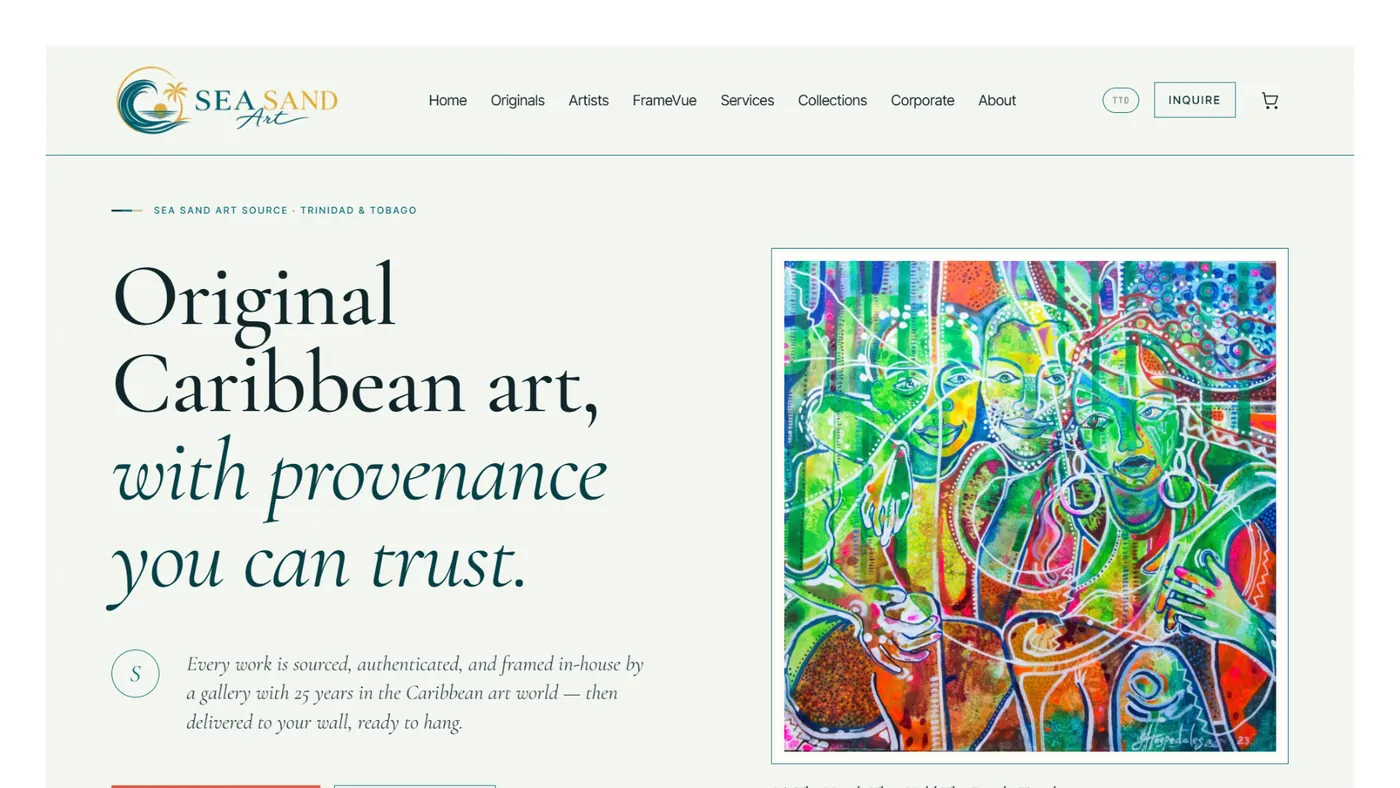 Sea Sand Art Source online gallery displayed on desktop