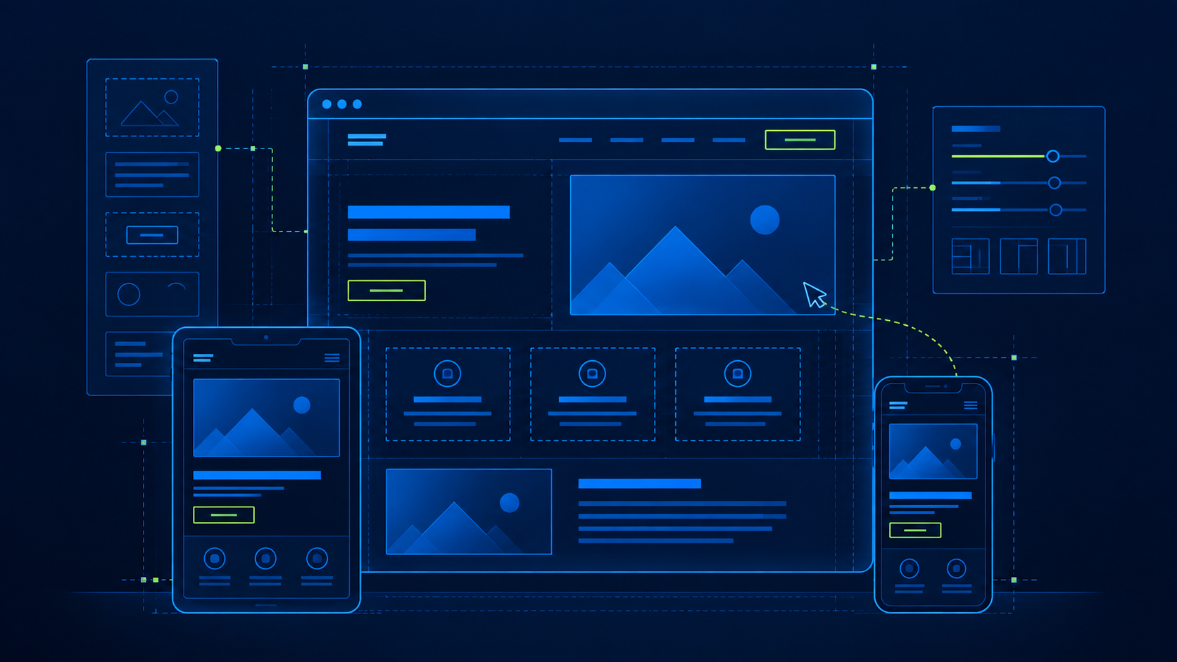 Technical website design interface visual